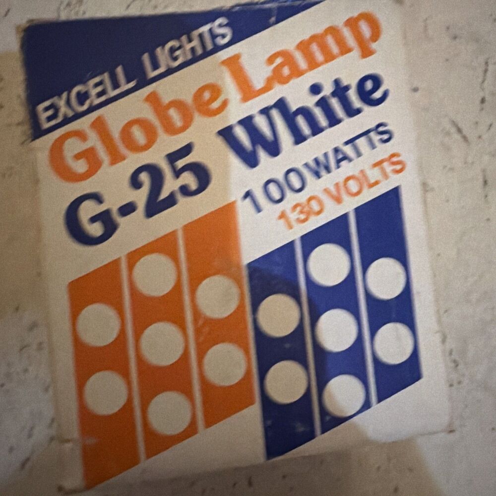 Excel Lights G25 White Globe Light Bulb 100W 130V Vintage NOS